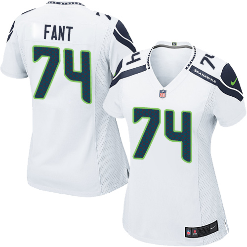 Women's Elite George Fant Nike Jersey White Road - #74 NFL Seattle Seahawks